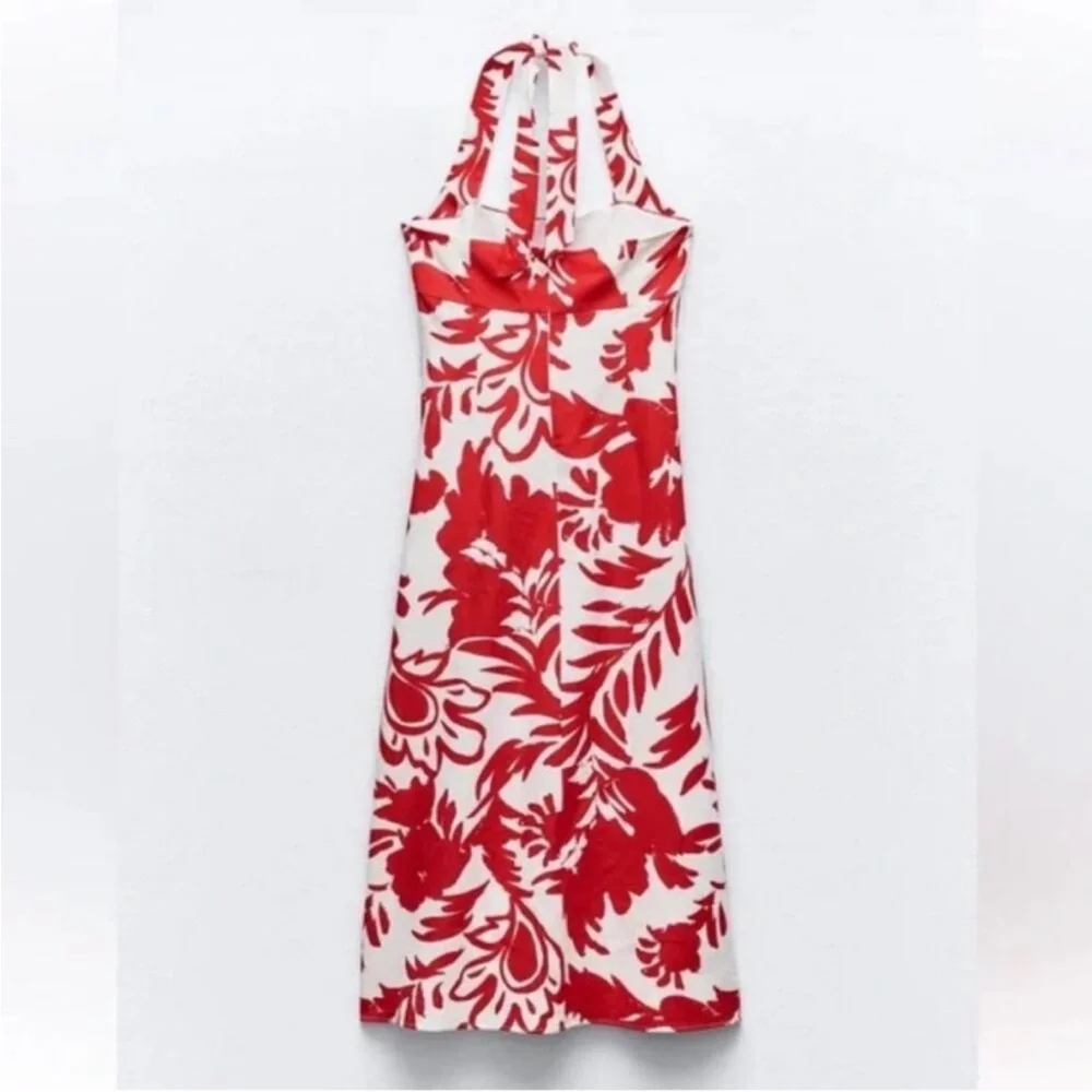 Zara Floral Linen Blend Halter Dress - Picture 3 of 11